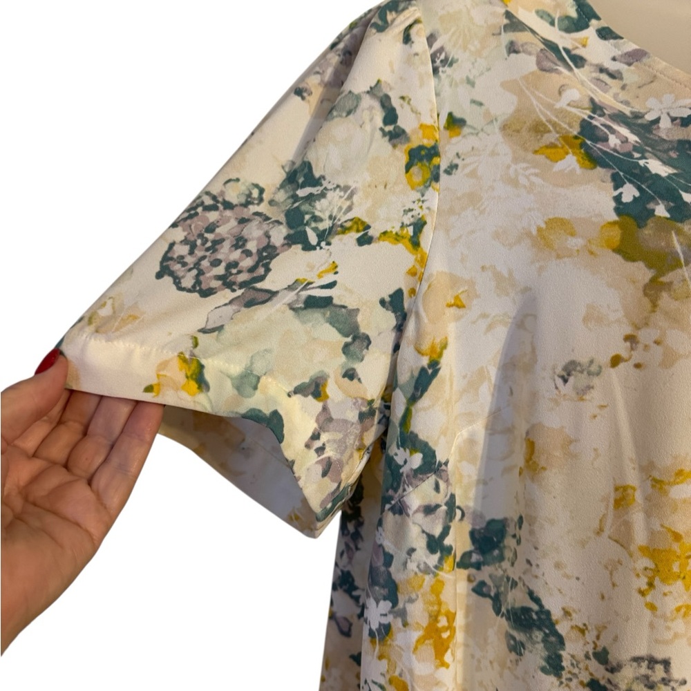 Pretty Summer Floral V-Neck Dress LARGE #CL - Picture 3 of 7